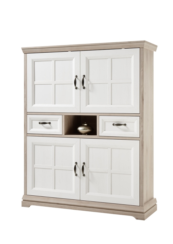 [45-317-Y9] Highboard 5 "AVENUE" Buffet Wohnwand Esszimmer Eiche Pine weiß