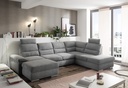 Couch Wohnlandschaft ALMA Schlaffunktion Schlafsofa grau Ottomane rechts