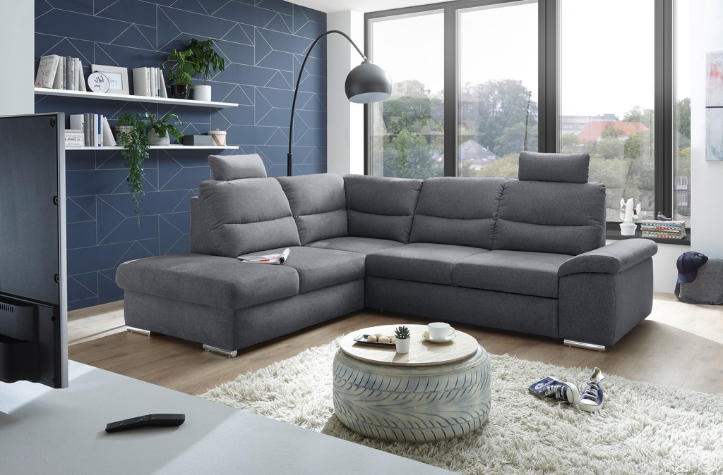 [64-957-31L] Ecksofa Couch ALMA Schlafcouch Schlafsofa olive grün L-Fom links
