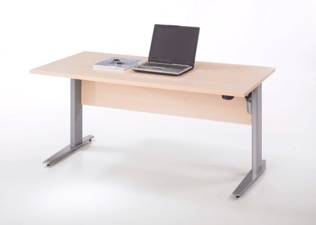 Schreibtisch höhenverstellbar elektrisch Motor ergonomisch 150cm Ahorn Grau
