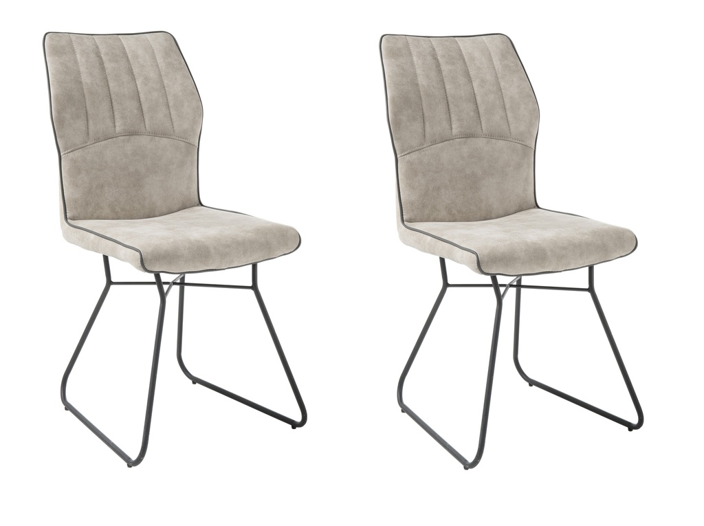 [62-346-94+62-346-94] Stuhlset TALIA 2-tlg Stuhl Esszimmerstuhl Küchenstuhl Gestell Metall beige grau