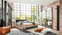 Schlafzimmer Komplett Set STOCKHOLM Bett Kleiderschrank 272cm Spiegel graubraun
