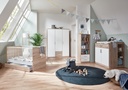 Babyzimmer-Set "Kiel" 6tlg Wickelkommode Babybett Kleiderschrank 3türig Regal Bettkasten Eiche weiß